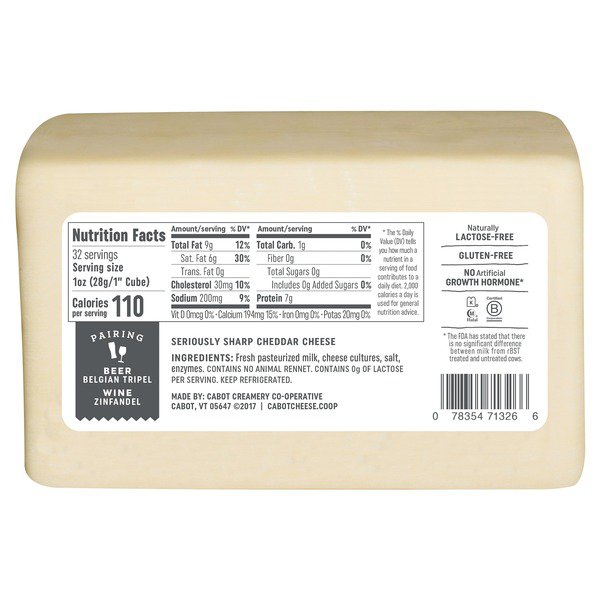 cabot seriously sharp cheddar cheese 2 lbs 1