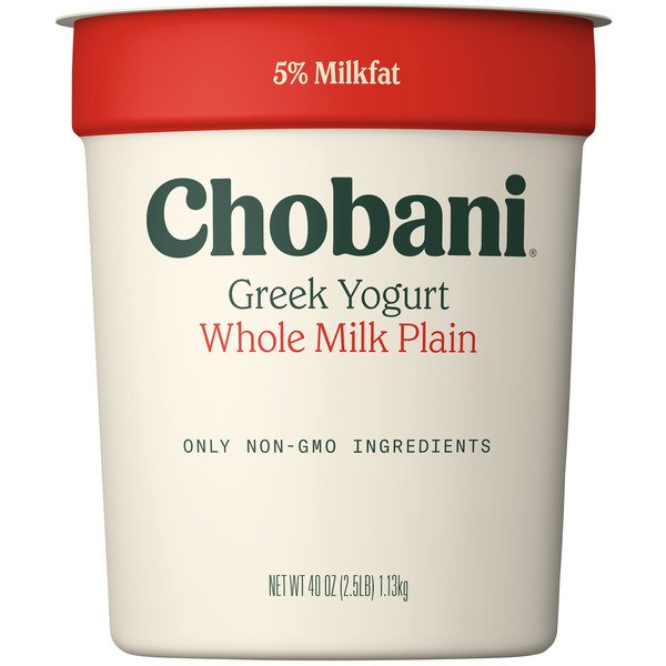 chobani original plain whole milk greek yogurt 40 oz