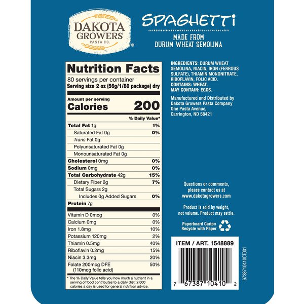 dakota growers pasta spaghetti 10 x 1 lbs 1