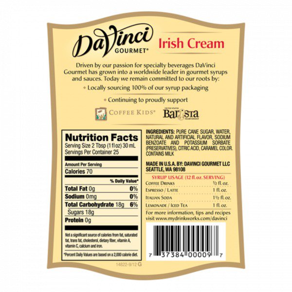 davinci irish cream syrup 750 ml 1