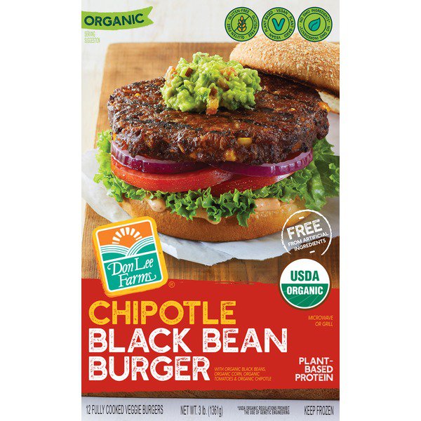 don lee farms organic black bean burgers 3 lbs