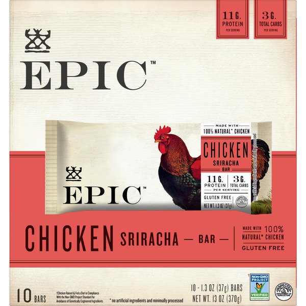 epic bars chicken sriracha 10 x 1 3 oz