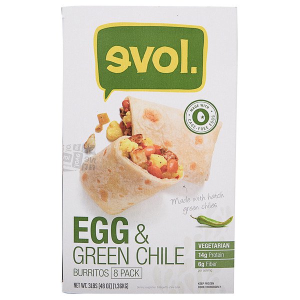 evol egg green chile burritos 3 lbs