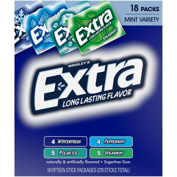 extra mint sugar free bulk chewing gum variety pack 15 stick 18 ct 2