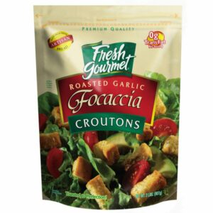 fresh gourmet roasted garlic focaccia croutons 32 oz 1