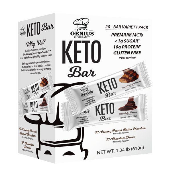 genius gourmet keto bar variety 21 5 oz 1 343 lbs 1