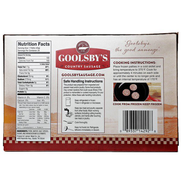 goolsbys country sausage patties 40 oz 3