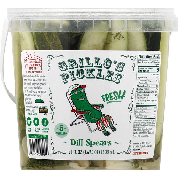 Grillo's Pickles Italian Dill Spears, 52 Oz Costco Food Database