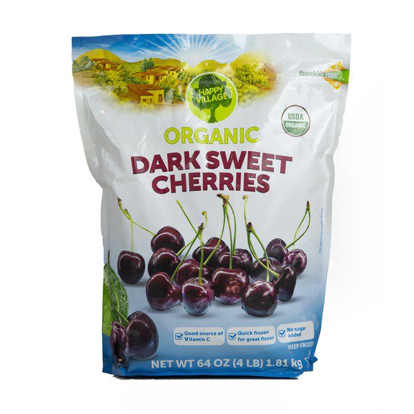 happy village organic dark sweet cherries 64 oz 1