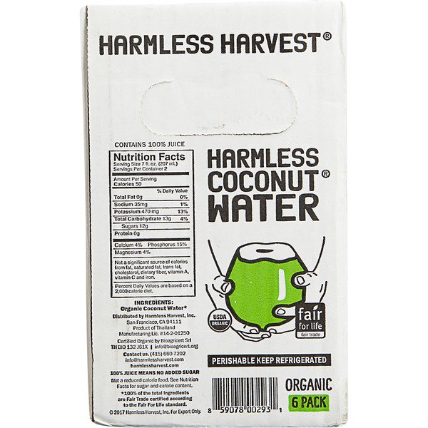 harmless harvest organic coconut water 6 x 14 fl oz 3