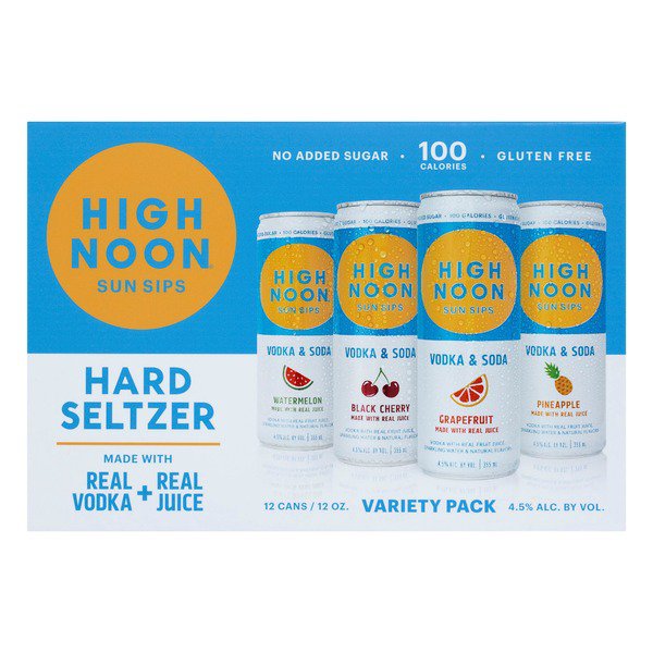 high noon sun sips variety contains alcohol 12x12oz 1