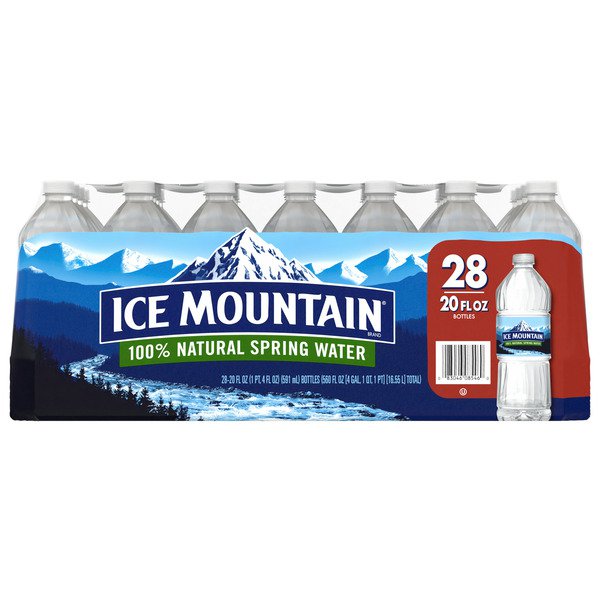 ice mountain 100 natural spring water 28 x 20 fl oz 1