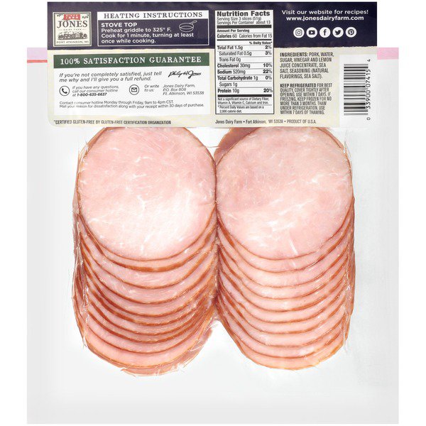 jones dairy farm antibiotic free uncured canadian bacon 40 ct 1