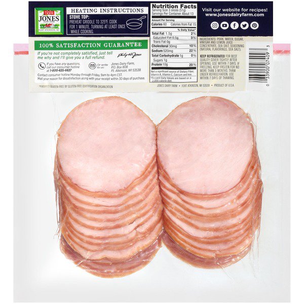 jones dairy farm uncured canadian bacon slices 24 oz 3