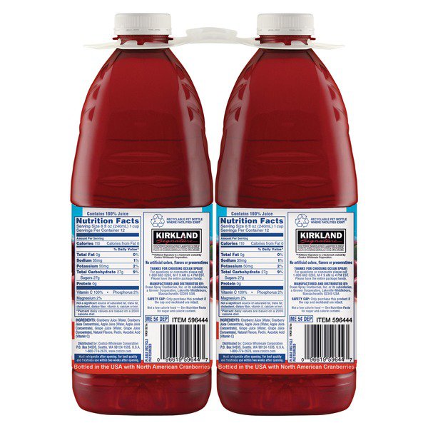 kirkland signature 100 juice cranberry 2 x 96 fl oz 3