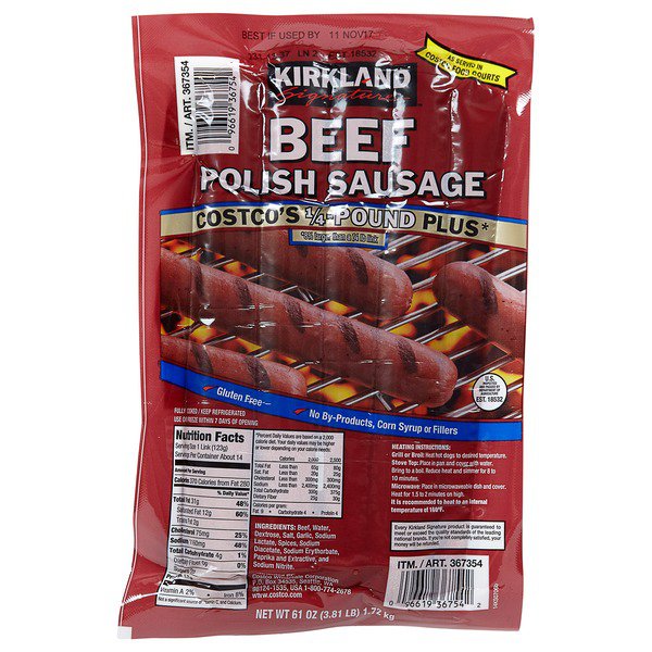 kirkland signature beef polish sausage 61 oz 2