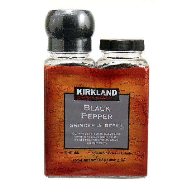 kirkland signature black pepper grinder refill total net wt 12 6 oz 2