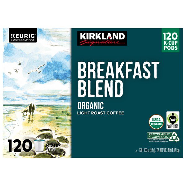 kirkland signature breakfast blend organic k cup pods 120 ct 2