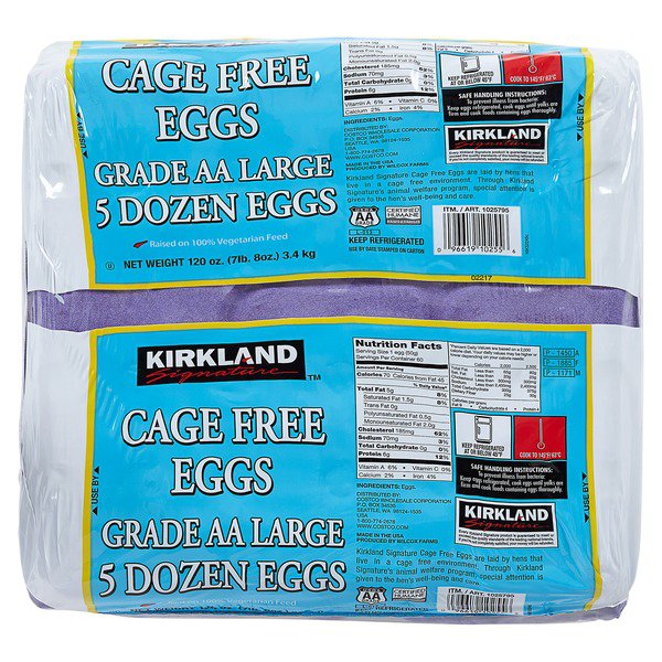 kirkland signature cage free eggs grade aa 60 ct 1