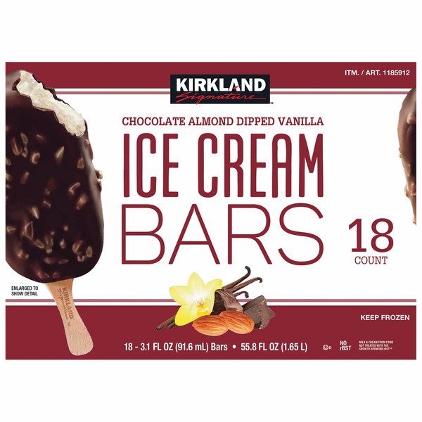 kirkland signature chocolate almond dipped vanilla ice cream bars 18 x 3 1 fl oz