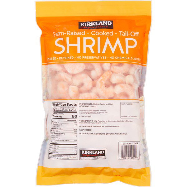 kirkland signature cooked tail off shrimp 50 70 ct 2 lbs 1