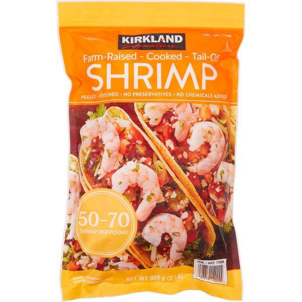 kirkland signature cooked tail off shrimp 50 70 ct 2 lbs