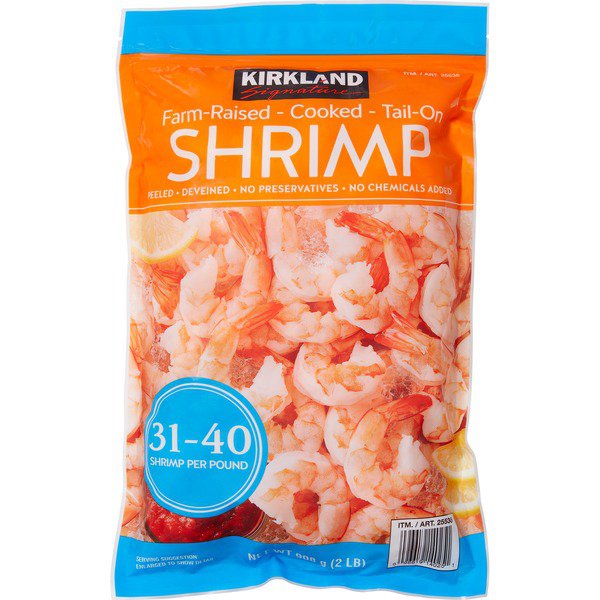 kirkland signature cooked tail on shrimp 31 40 ct 2 lbs