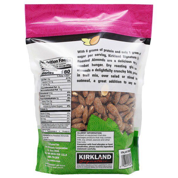 kirkland signature dry roasted almonds 2 5 lb 1