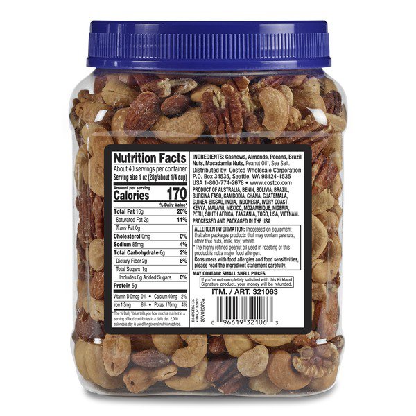kirkland signature extra fancy mixed nuts with macadamias 2 5 lb 1