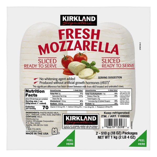 kirkland signature fresh sliced mozzarella 2 x 18 oz