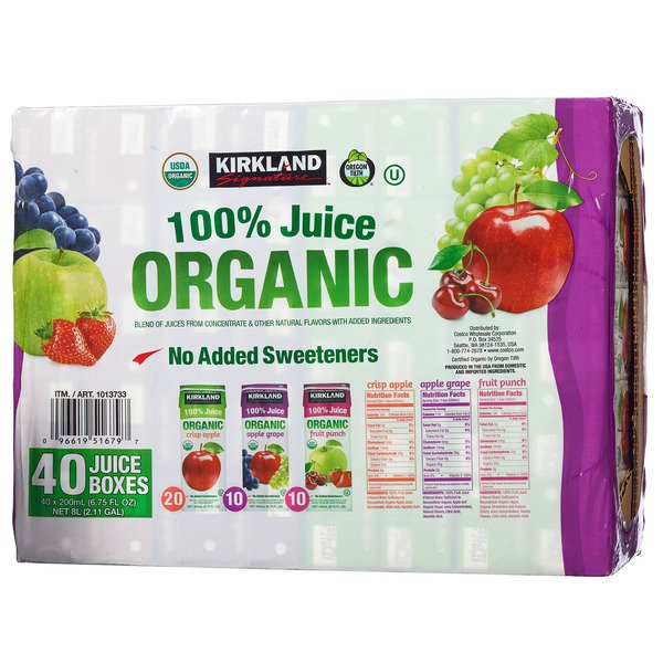 kirkland signature organic 100 juice 40 x 6 75 fl oz 1