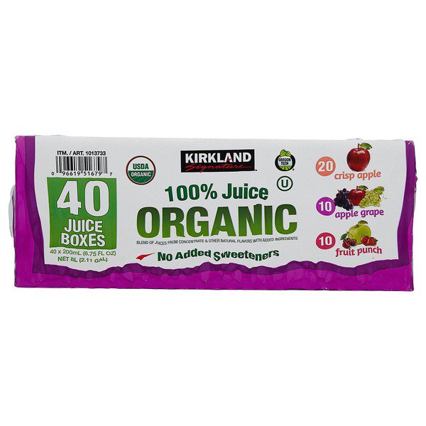 kirkland signature organic 100 juice 40 x 6 75 fl oz