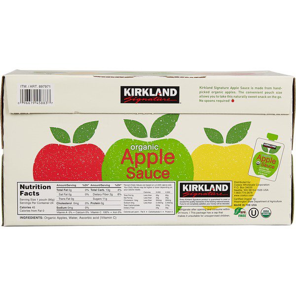 kirkland signature organic applesauce pouch 24 x 3 17 oz 1