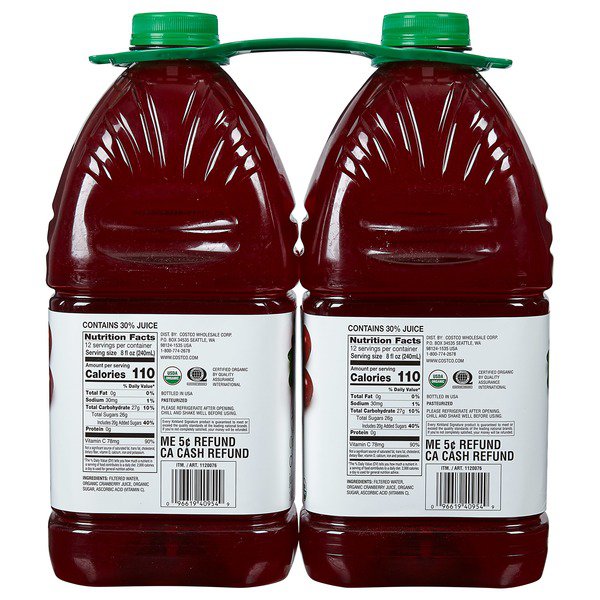 kirkland signature organic cranberry juice cocktail 2 x 96 fl oz 1