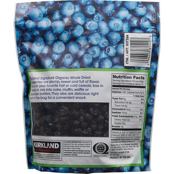 kirkland signature organic dried blueberries 20 oz 1