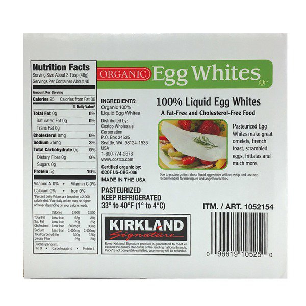 kirkland signature organic egg whites 4 x 16 oz 1