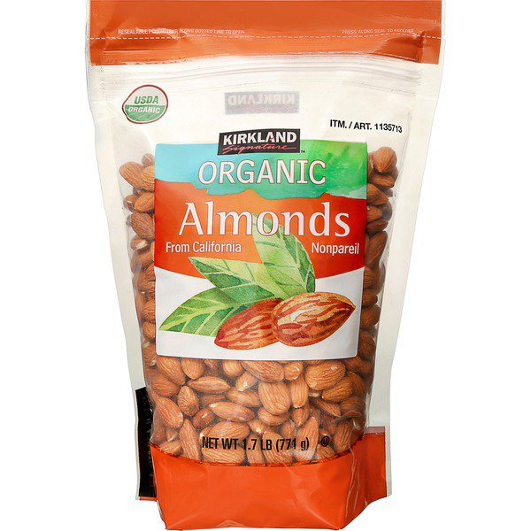 kirkland signature organic non pareil almonds 1 7 lb