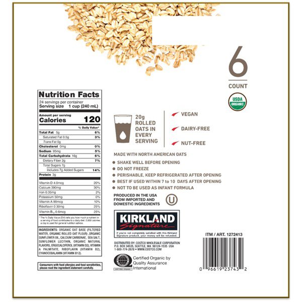 kirkland signature organic oat milk 1