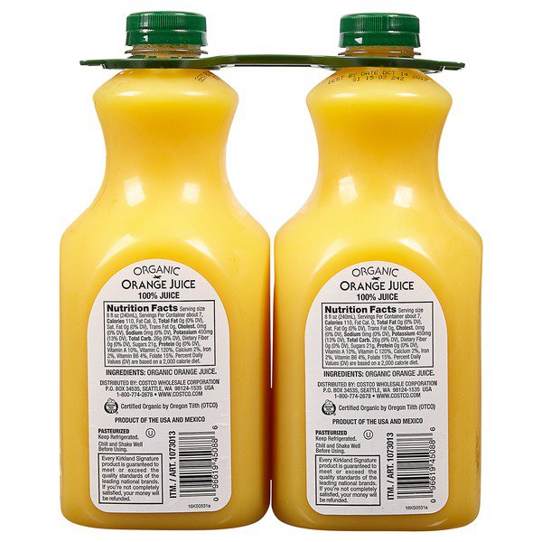 kirkland signature organic orange juice 2 x 59 fl oz 1