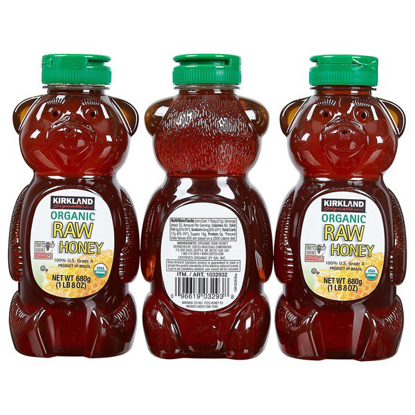 kirkland signature raw organic honey bears 3 x 24 oz 1