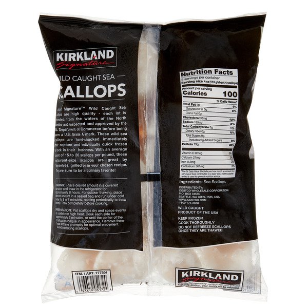 kirkland signature raw sea scallops 2 lbs 1