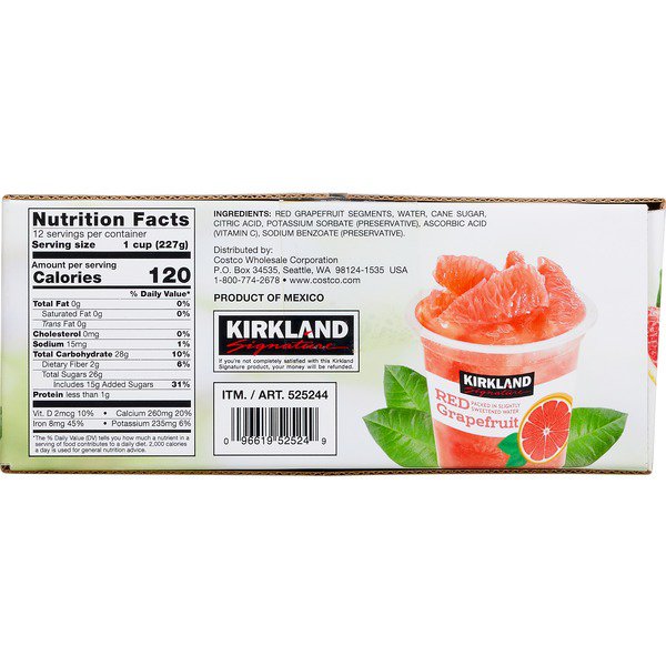 kirkland signature red grapefruit cups 12 x 8 oz 1