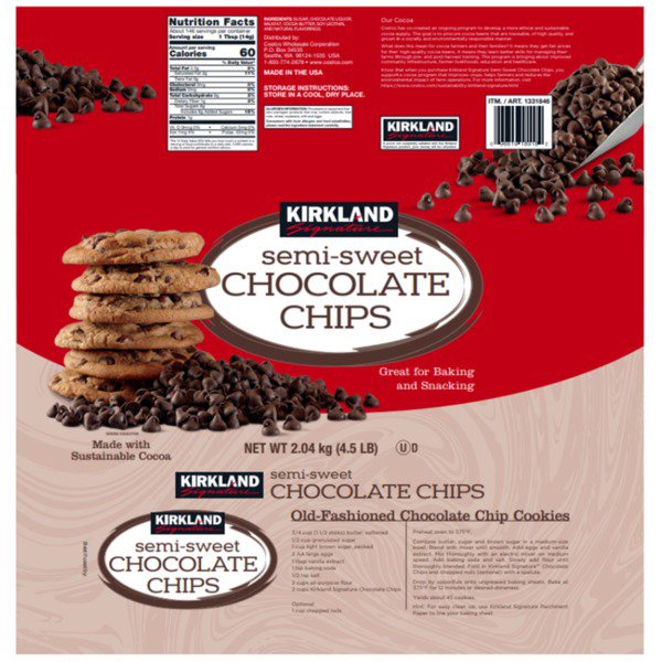 kirkland signature semi sweet choc chips 4 5 lbs 1