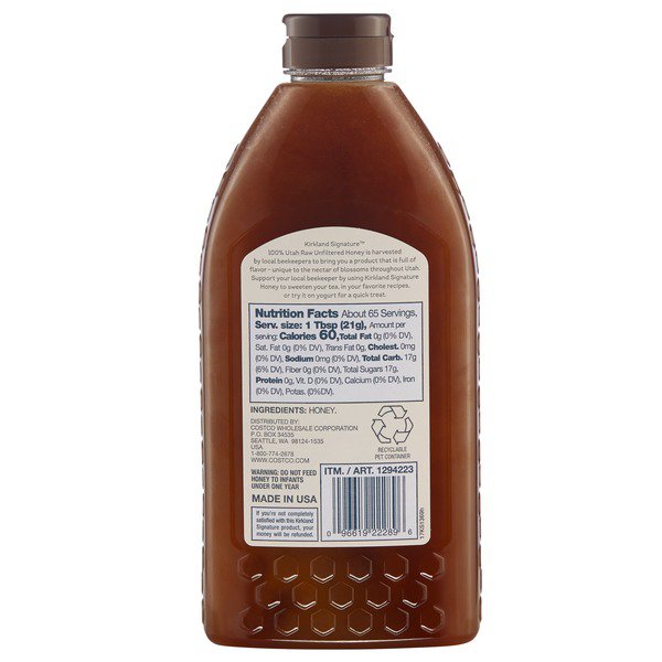 kirkland signature utah raw unfiltered honey 3 lb 1