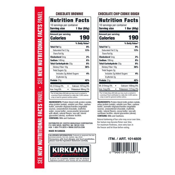 kirkland signature variety pack protein bar 20 x 2 12 oz 1