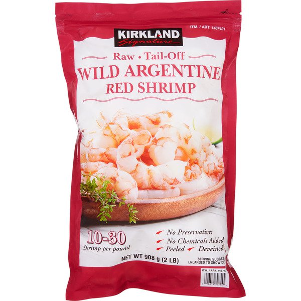 kirkland signature wild argentine red shrimp raw 10 30 ct 2 lbs