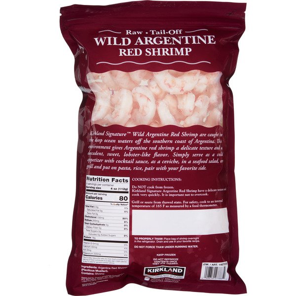 kirkland signature wild argentine red shrimp raw 30 50 ct 2 lbs 1