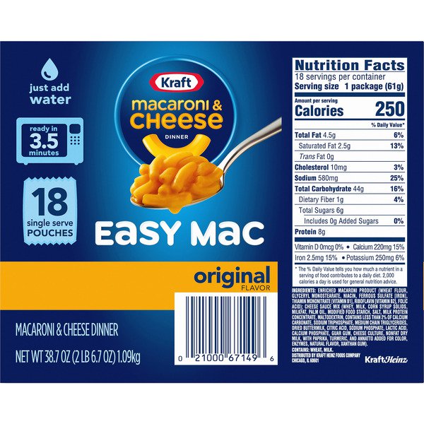 kraft easy mac cheese 18 x 2 15 oz 1