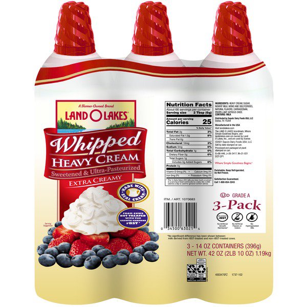 land o lakes all natural heavy whipped cream 3 x 14 oz 1