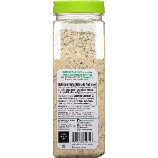 lawrys coarse ground garlic salt with parsley 33 oz 1